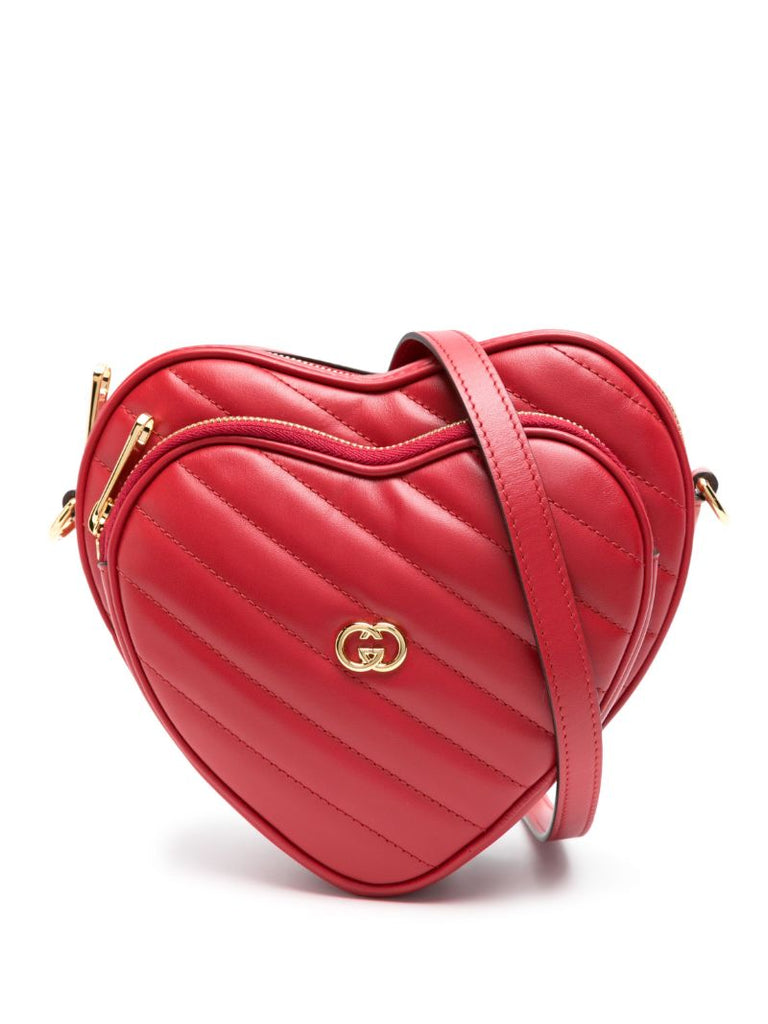 Red Interlocking G Mini Heart Shoulder Bag