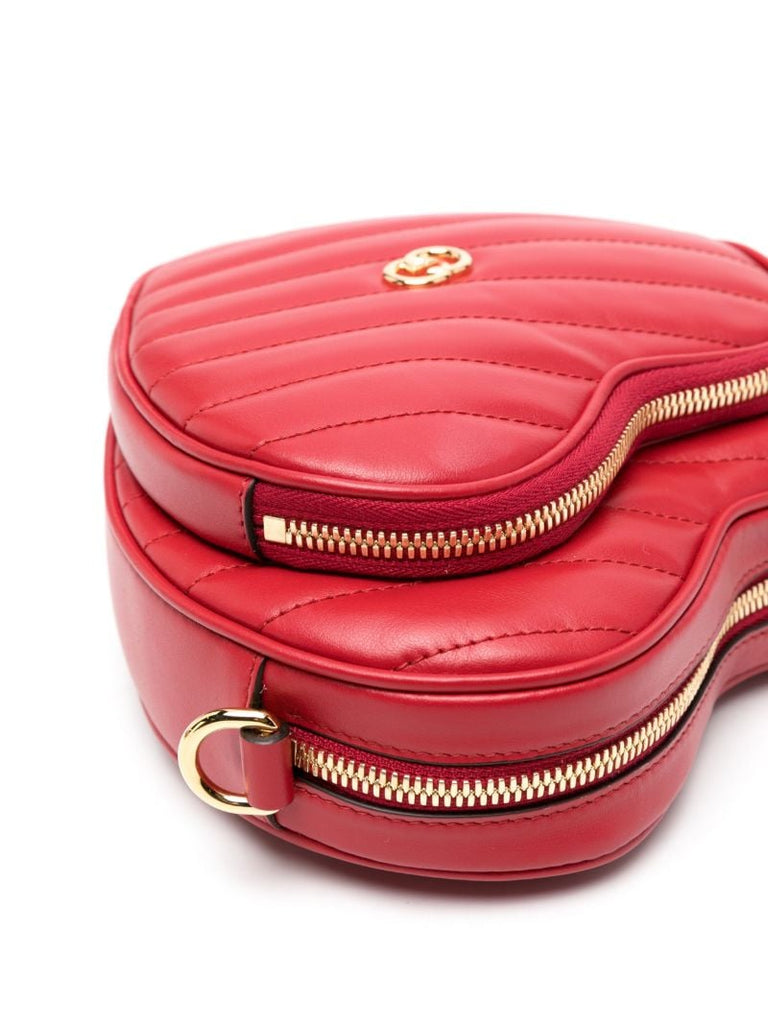 Red Interlocking G Mini Heart Shoulder Bag