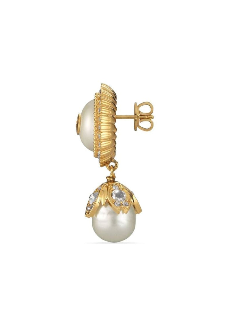 Gold-tone Interlocking G Pearl Earrings