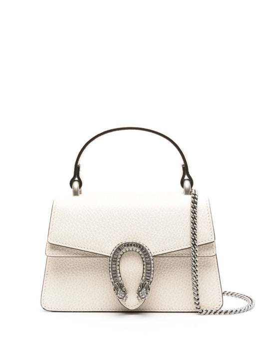 White Dionysus Mini Leather Top Handle Bag