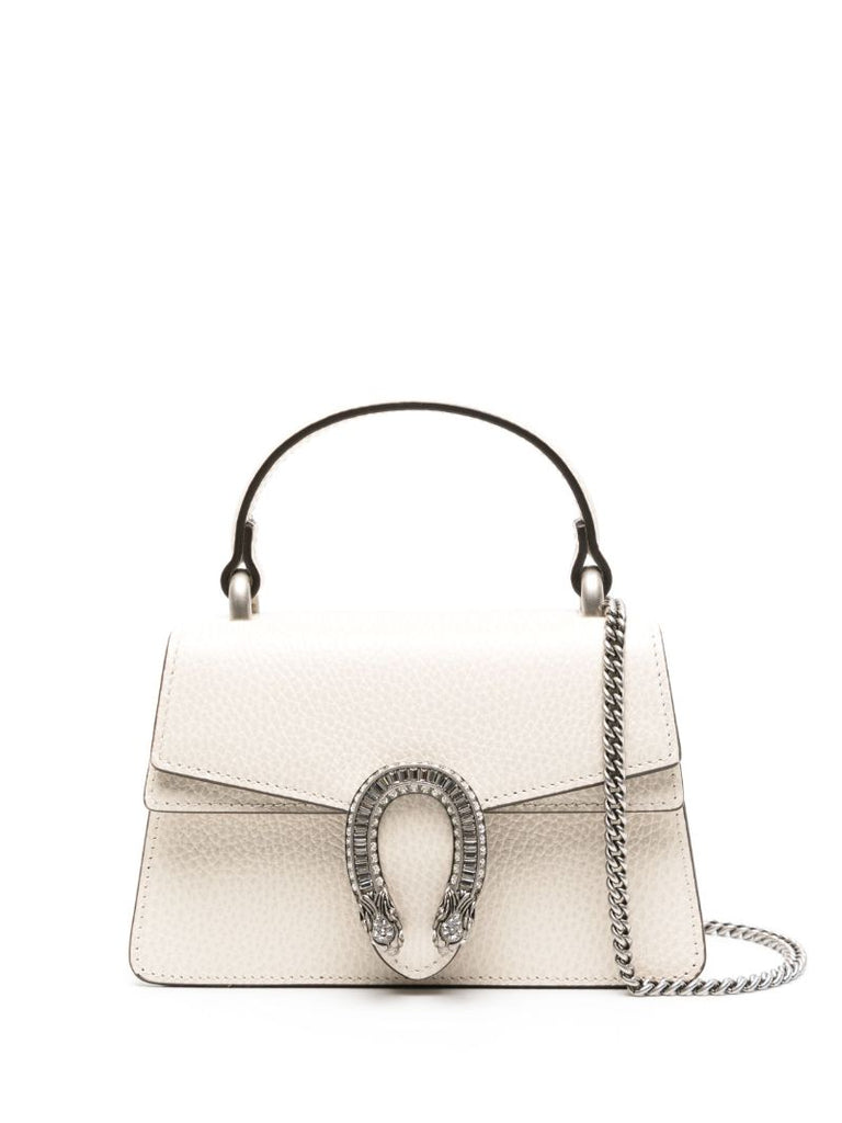 White Dionysus Mini Leather Top Handle Bag