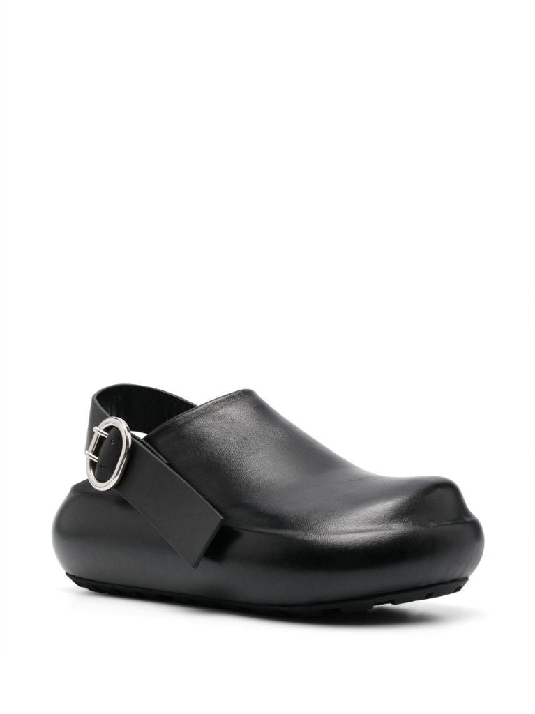 Black Slingback Leather Clogs