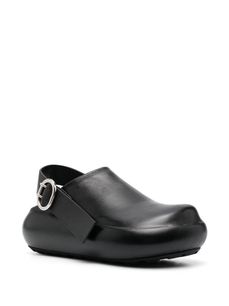 Black Slingback Leather Clogs