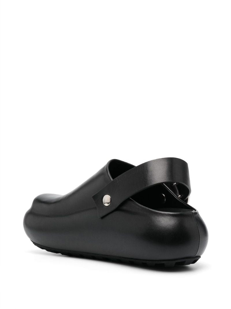 Black Slingback Leather Clogs