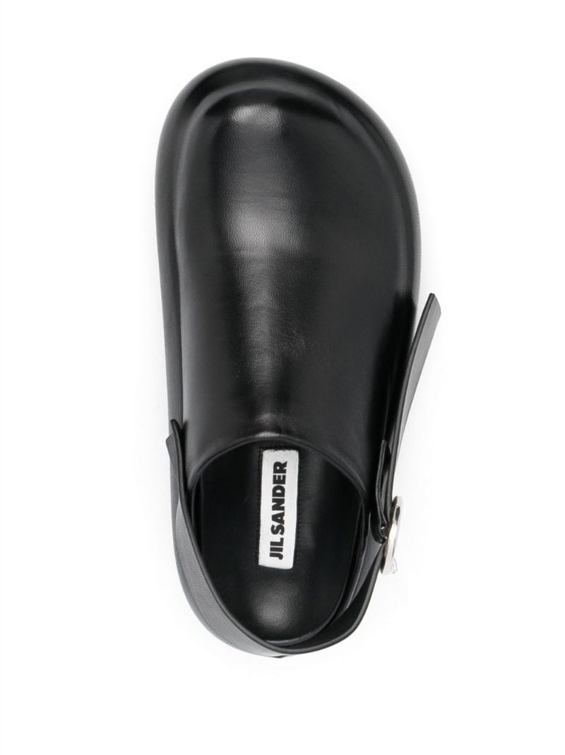 Black Slingback Leather Clogs