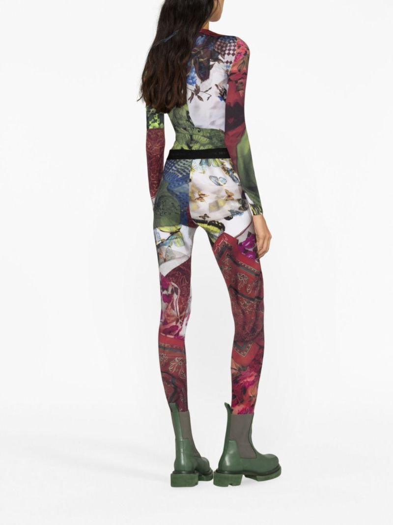 Red Scarves-print Leggings