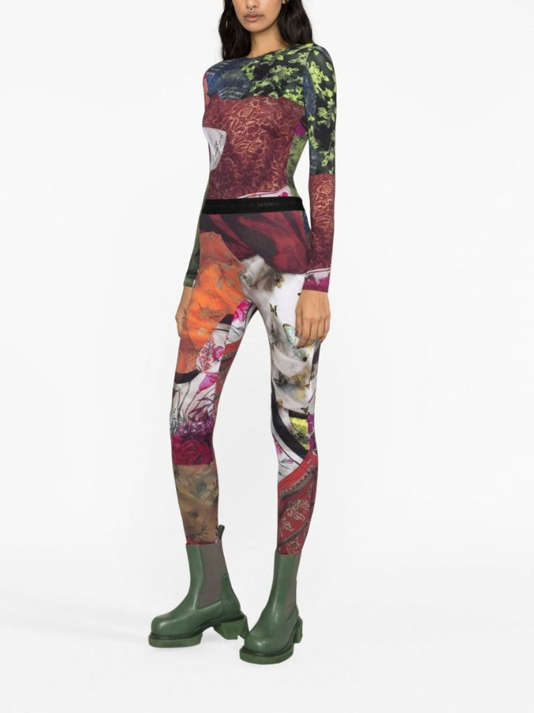 Red Scarves-print Leggings