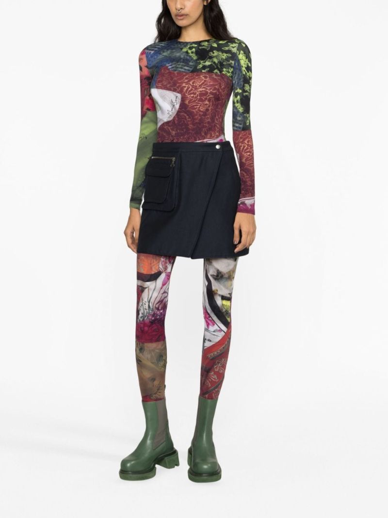 Red Scarves-print Leggings