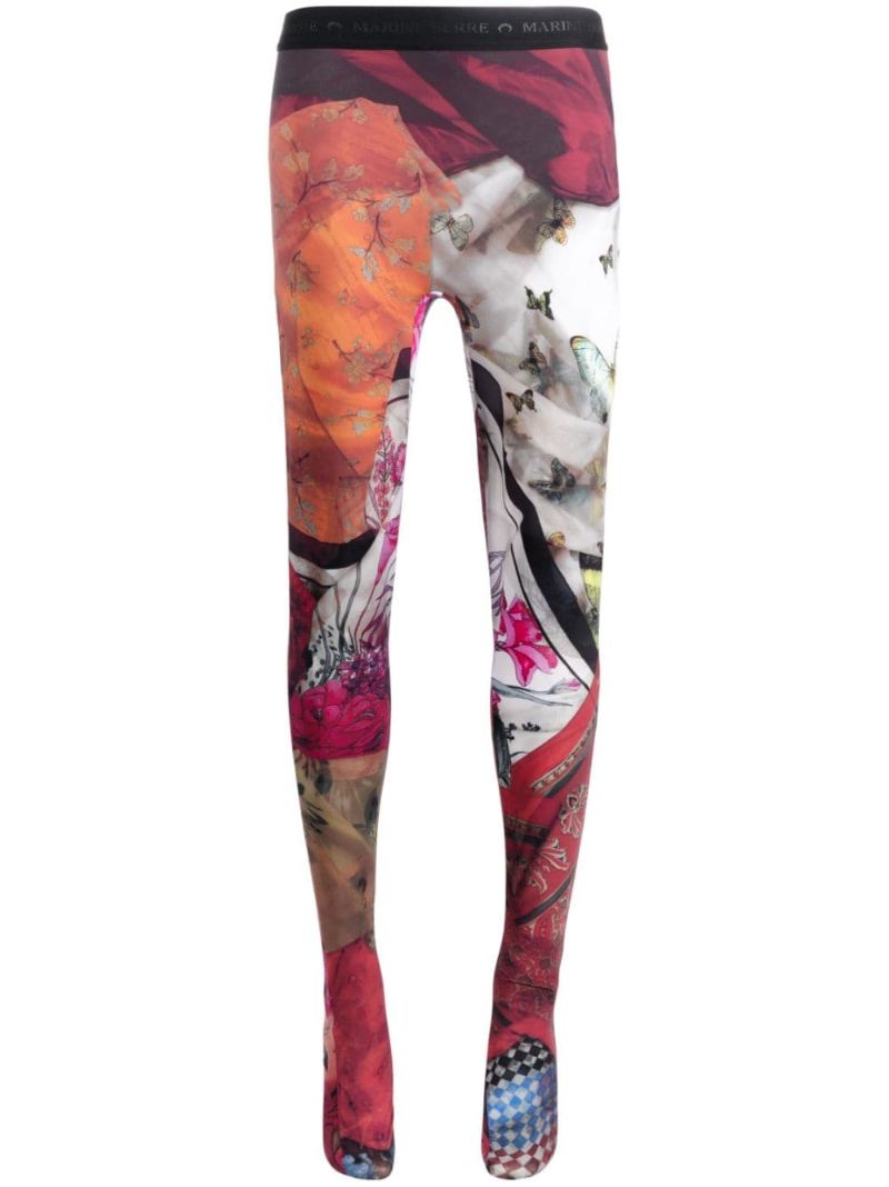 Red Scarves-print Leggings
