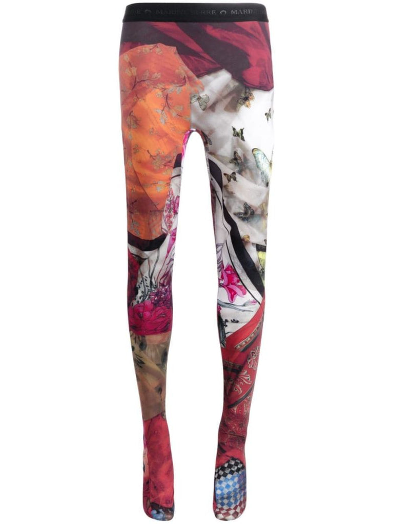 Red Scarves-print Leggings