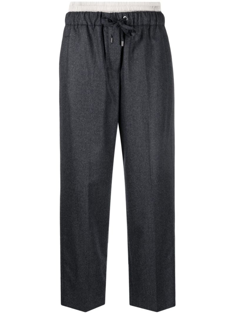 Grey Virgin Wool Cropped Trousers