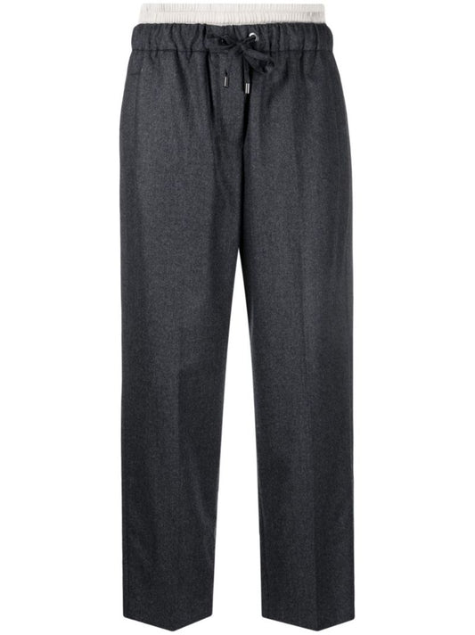 Grey Virgin Wool Cropped Trousers