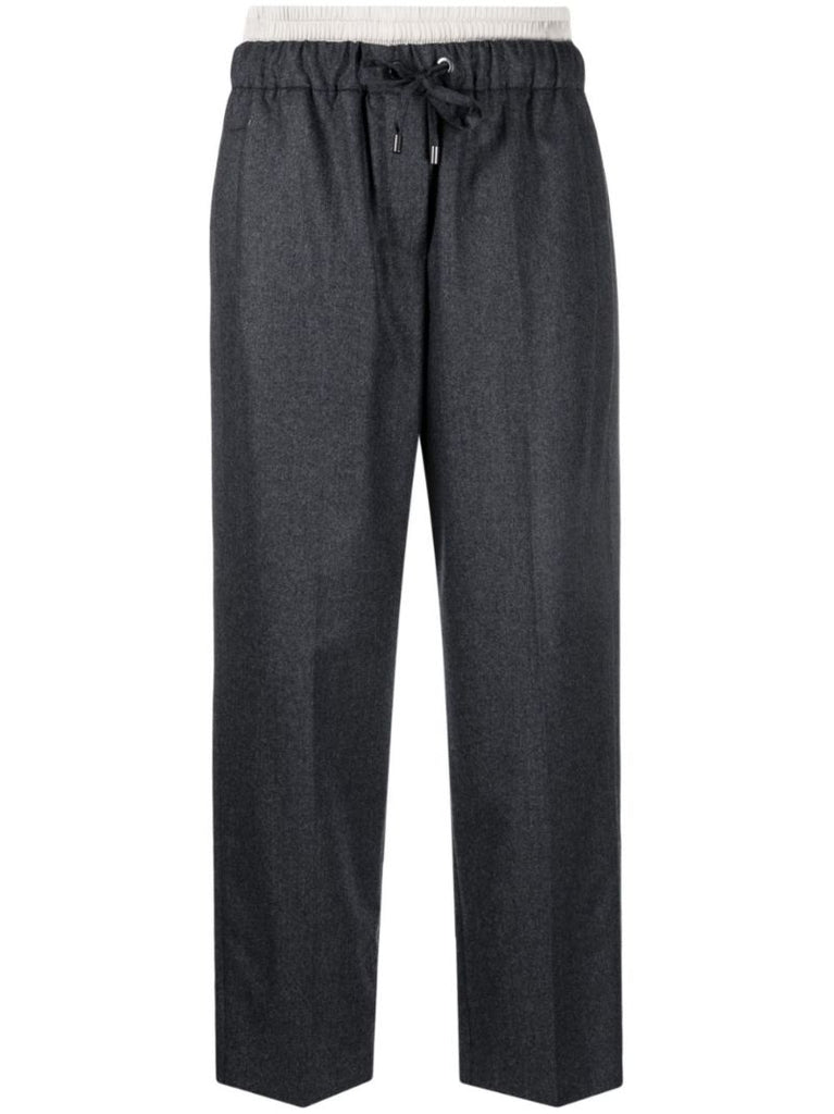 Grey Virgin Wool Cropped Trousers