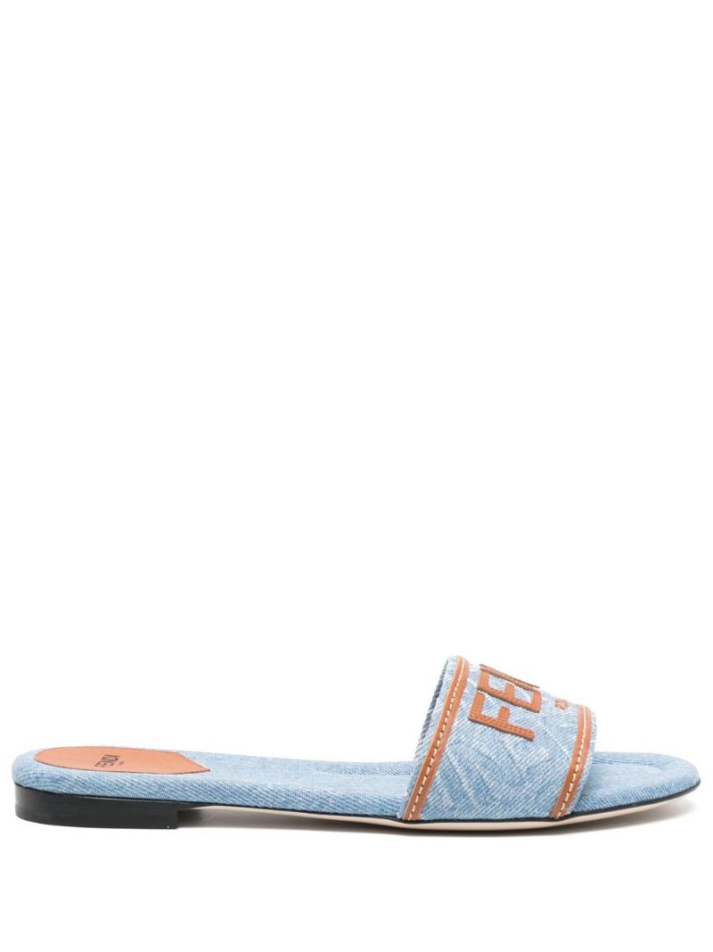 Blue Signature Denim Slides