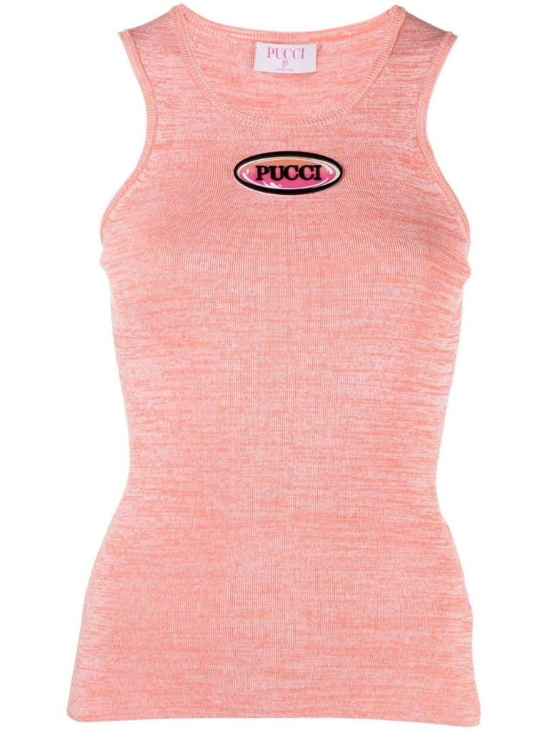 Orange Logo-appliquÃ_x0083_Â© Cotton Tank Top
