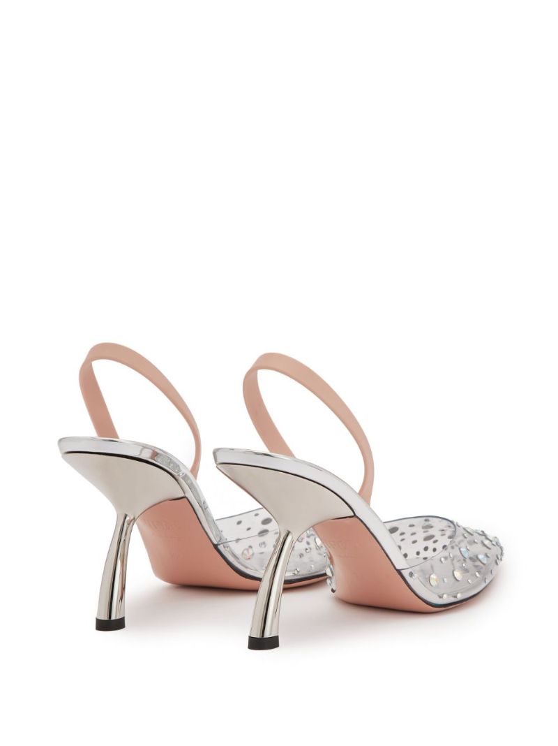 Silver Upnova 85 Crystal Slingback Pumps