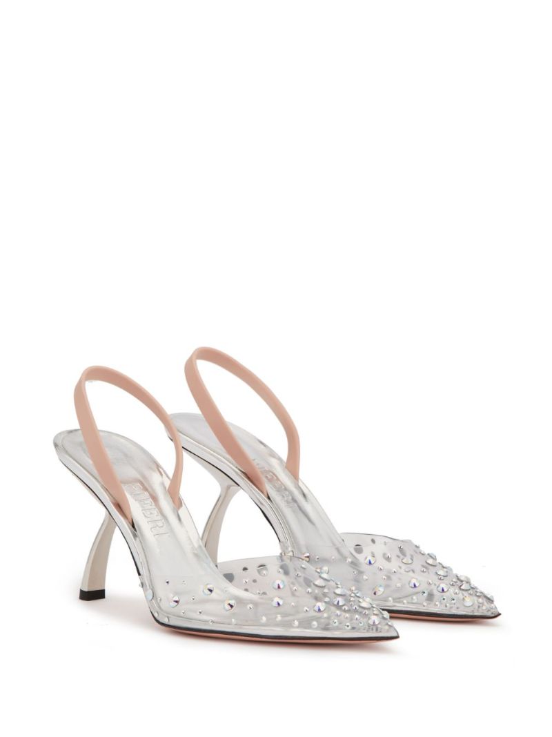 Silver Upnova 85 Crystal Slingback Pumps