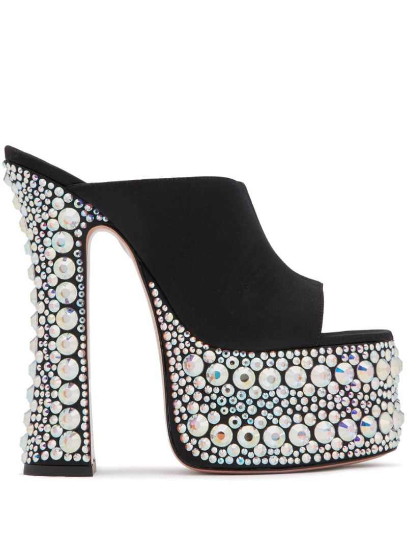 Black Theodora 165 Crystal-embellished Mules