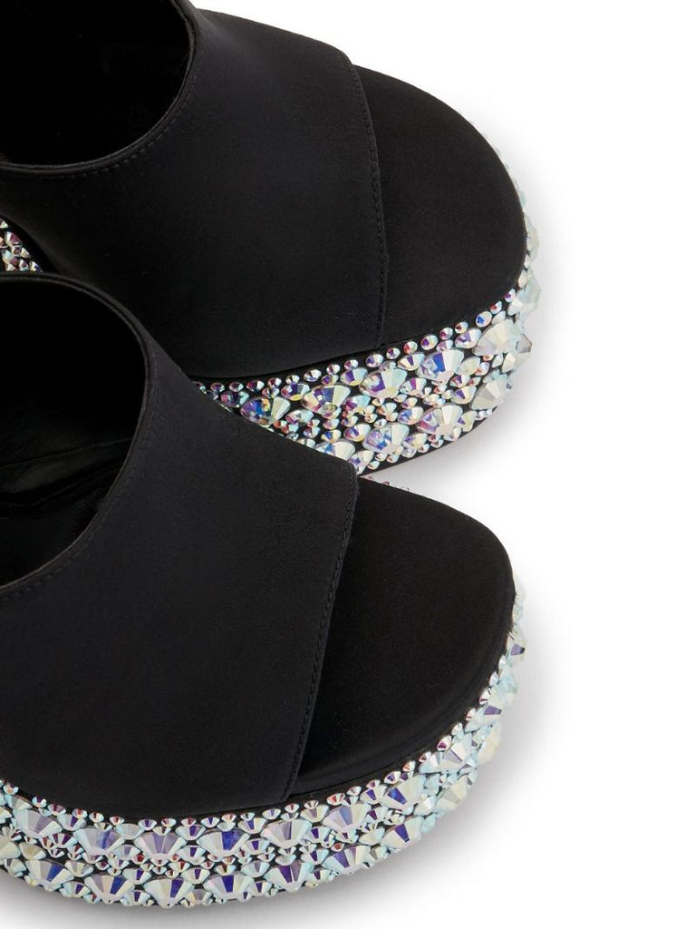 Black Theodora 165 Crystal-embellished Mules