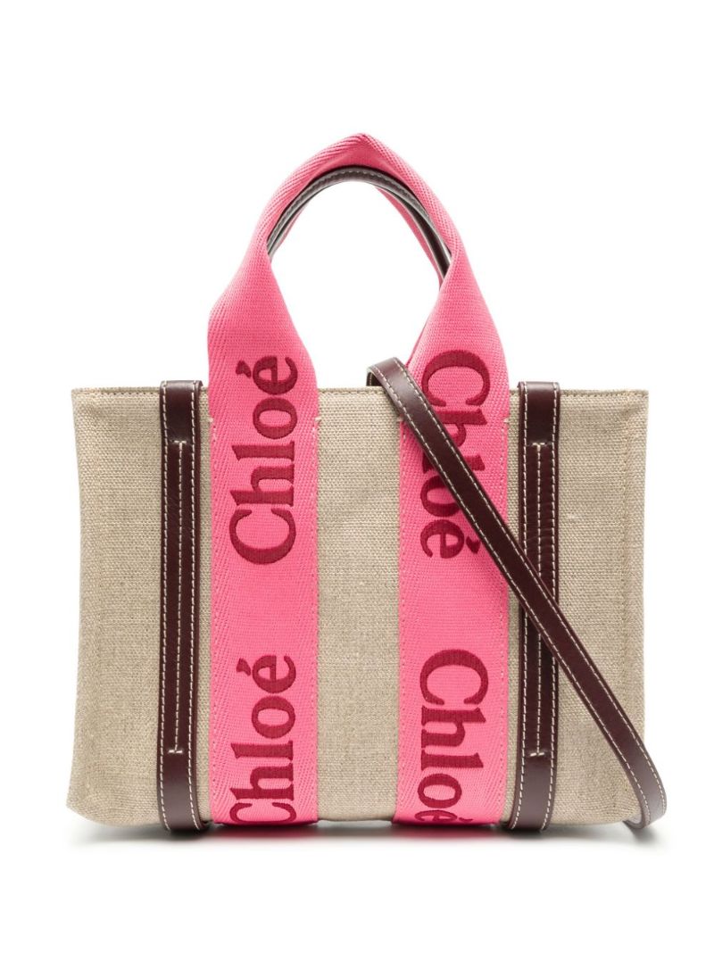 Neutral Woody Small Linen Tote Bag