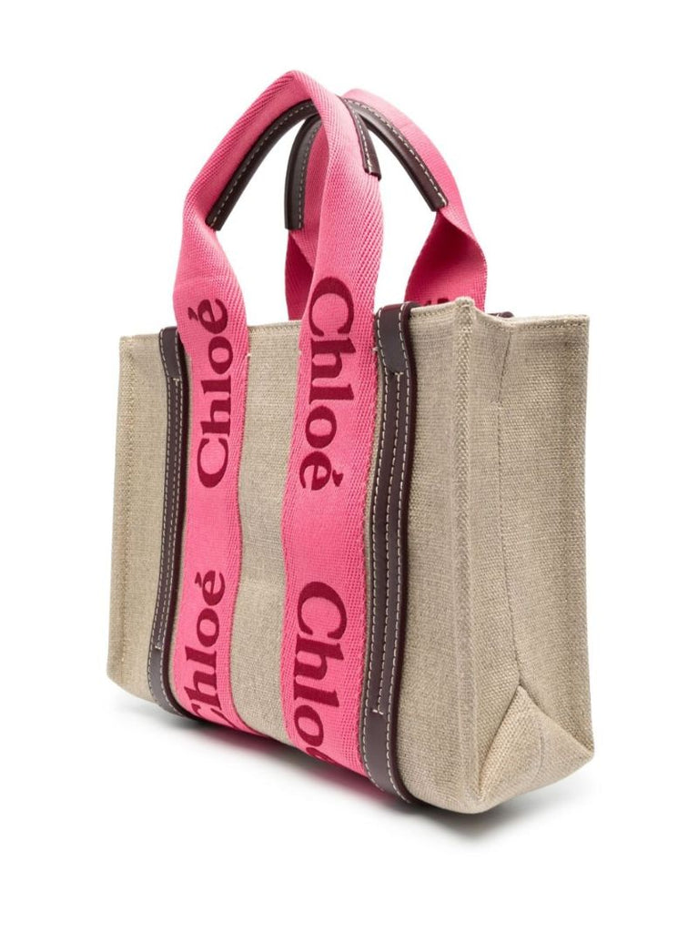 Neutral Woody Small Linen Tote Bag
