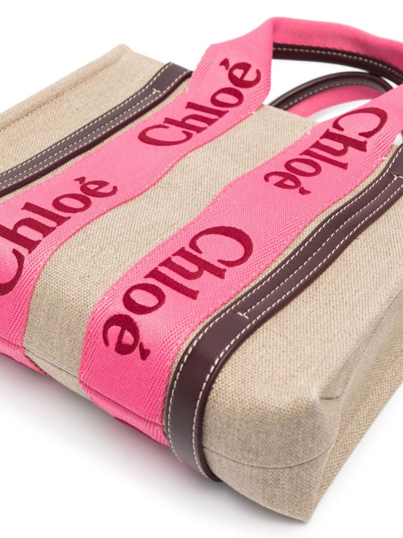 Neutral Woody Small Linen Tote Bag