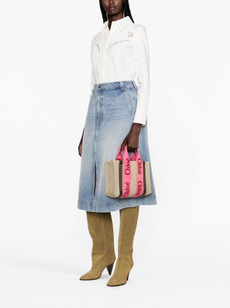 Neutral Woody Small Linen Tote Bag