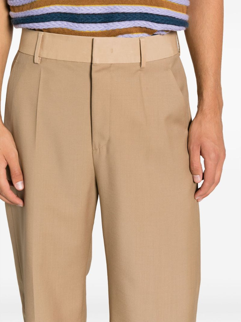 Brown Wool Wide-leg Trousers