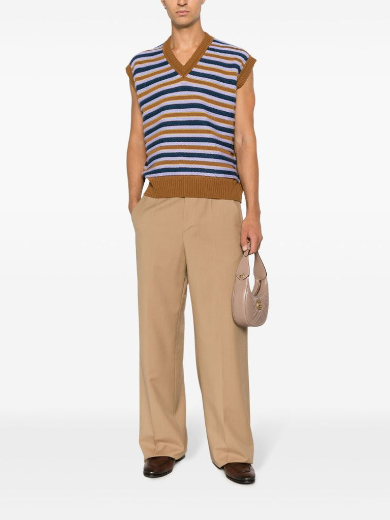Brown Wool Wide-leg Trousers