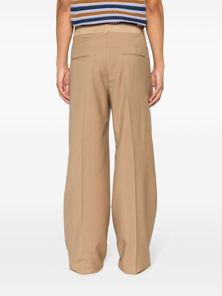 Brown Wool Wide-leg Trousers