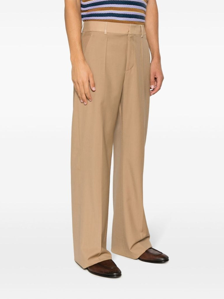 Brown Wool Wide-leg Trousers