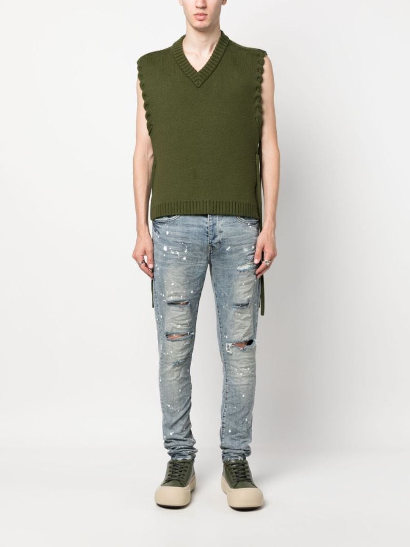 Blue Splashed Ripped Jeans