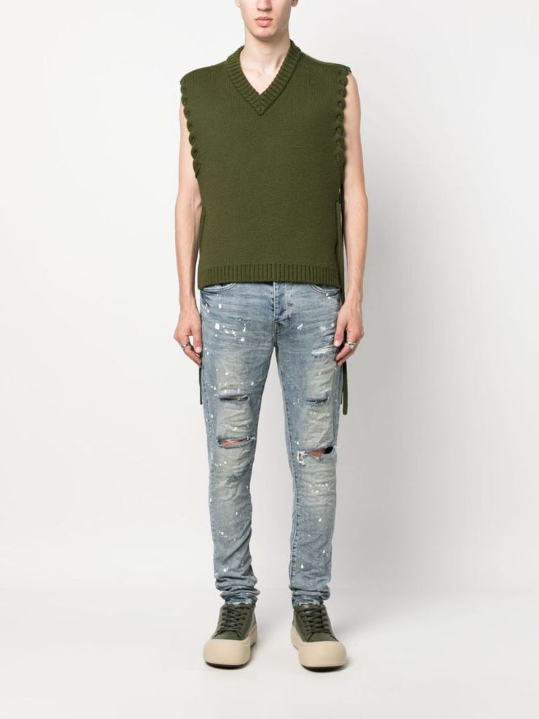 Blue Splashed Ripped Jeans