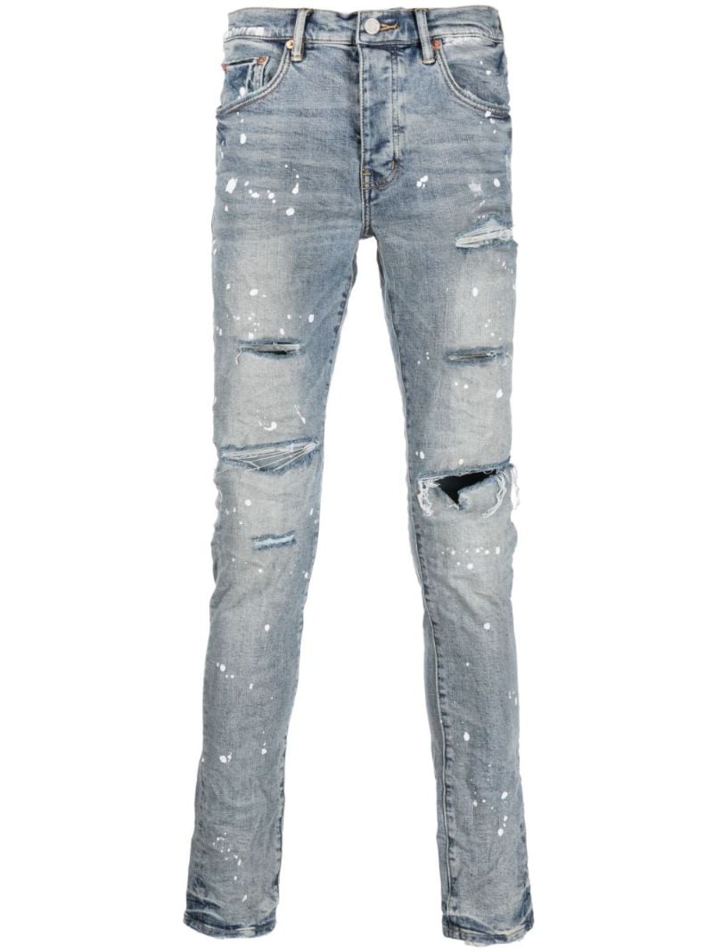 Blue Splashed Ripped Jeans