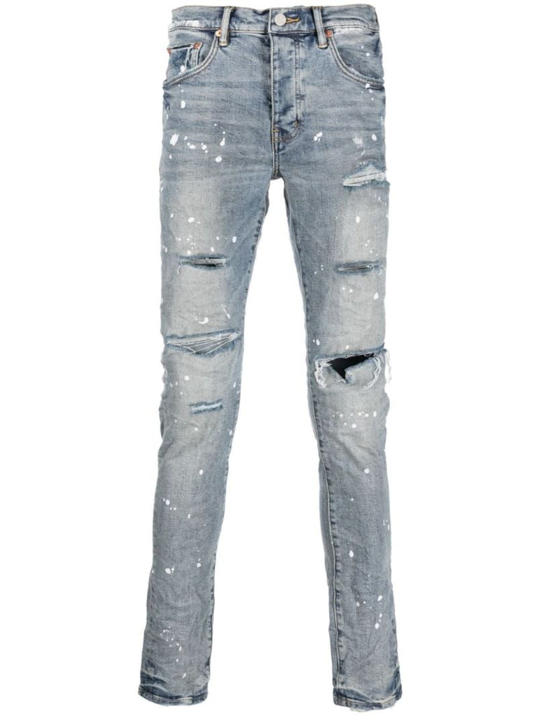 Blue Splashed Ripped Jeans