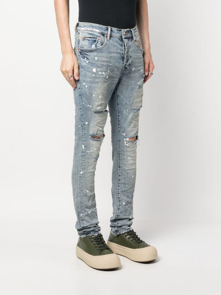 Blue Splashed Ripped Jeans