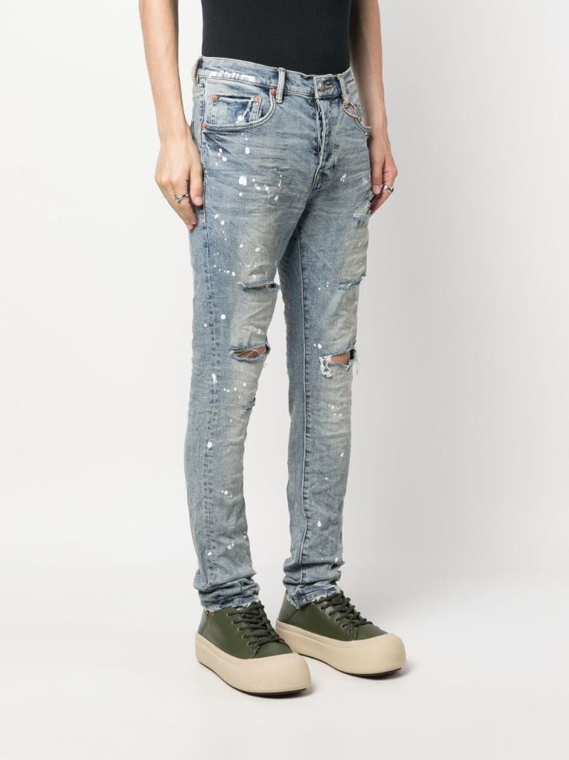Blue Splashed Ripped Jeans