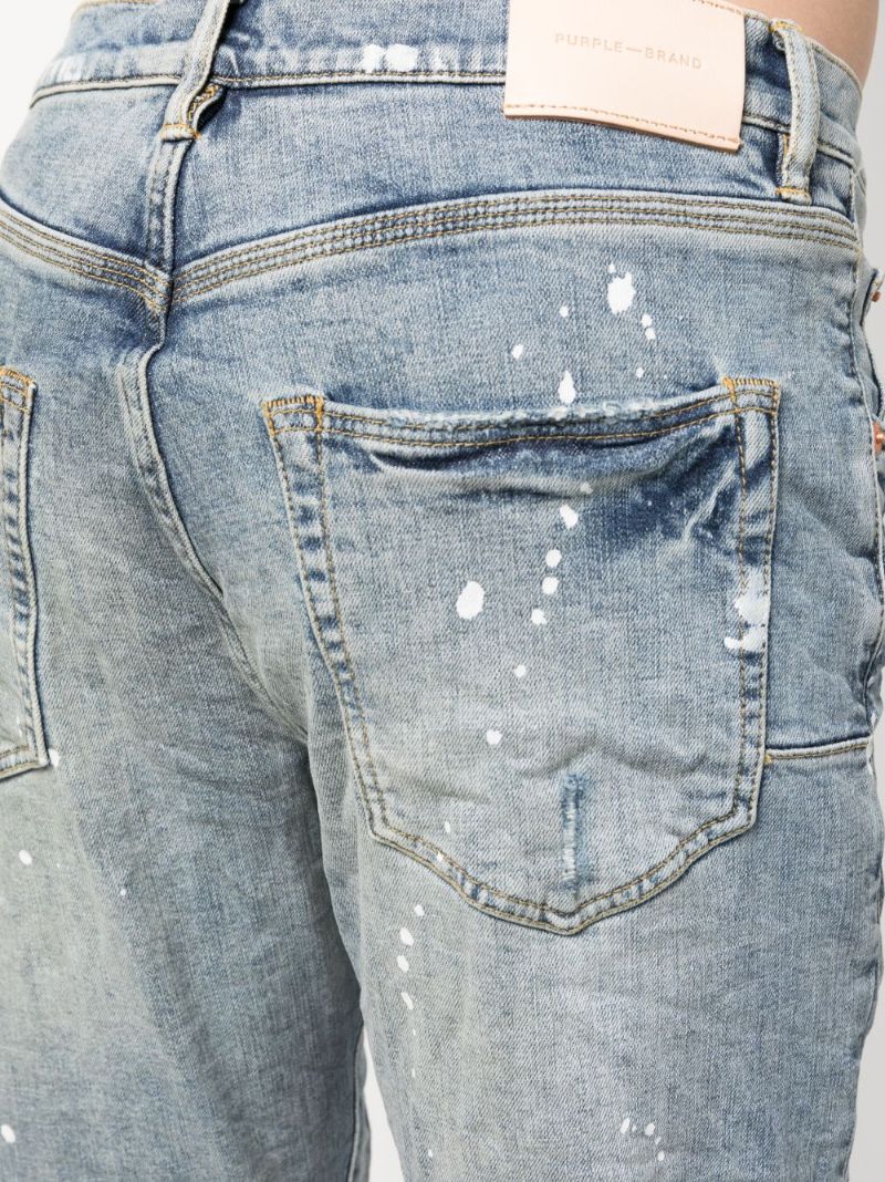 Blue Splashed Ripped Jeans