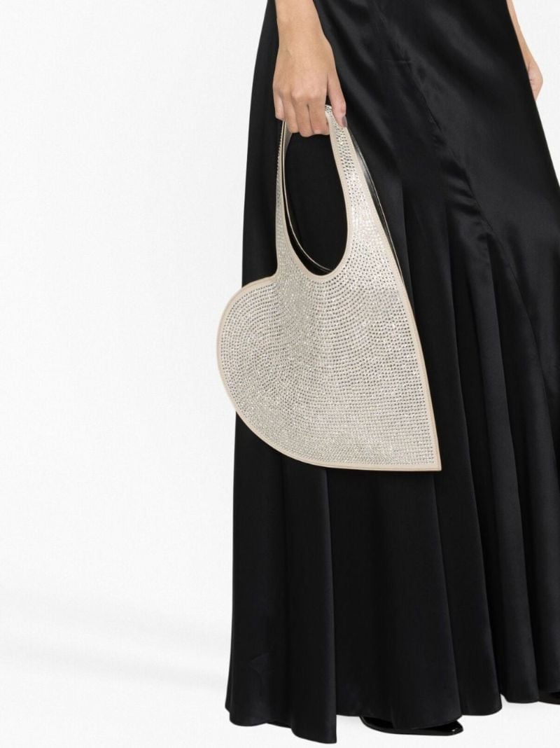 Silver-tone Heart Crystal Tote Bag