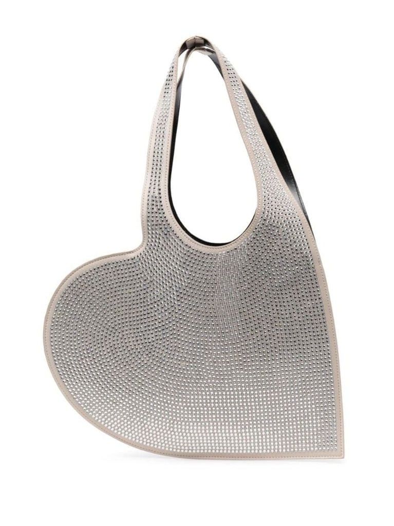 Silver-tone Heart Crystal Tote Bag