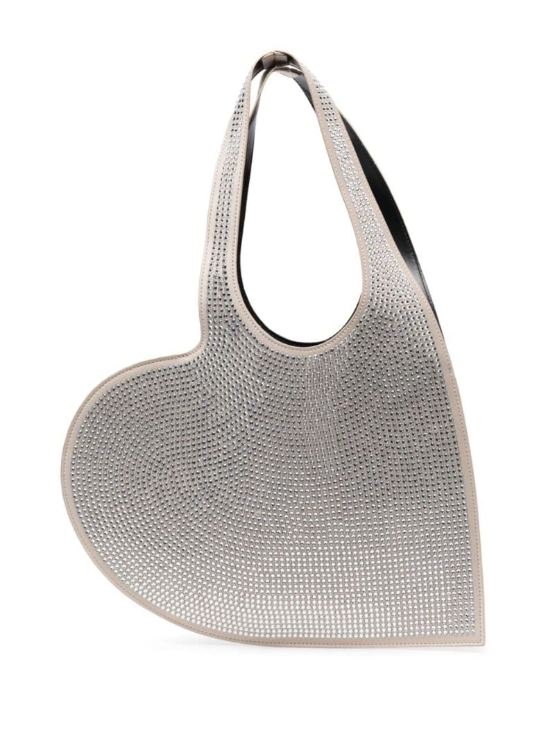 Silver-tone Heart Crystal Tote Bag