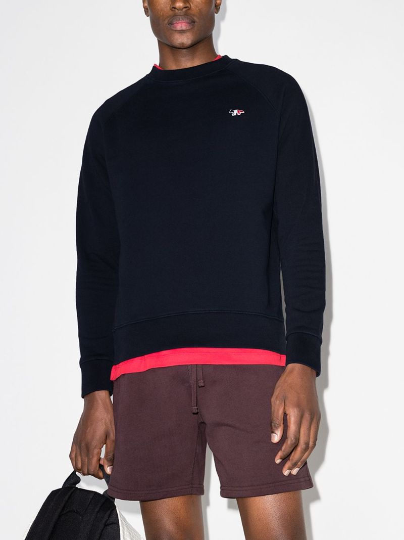 Flag Fox-patch Crew-neck Sweatshirt