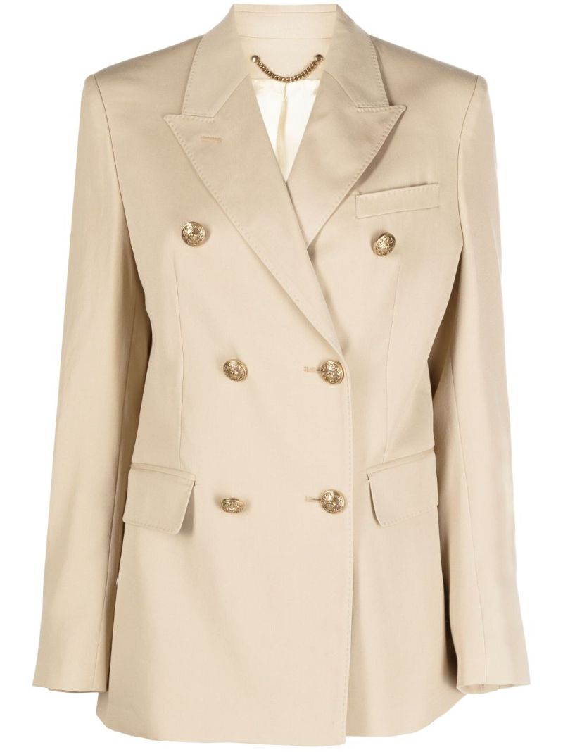 Neutral Double-breasted Virgin Wool Blazer