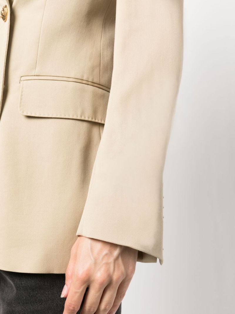 Neutral Double-breasted Virgin Wool Blazer