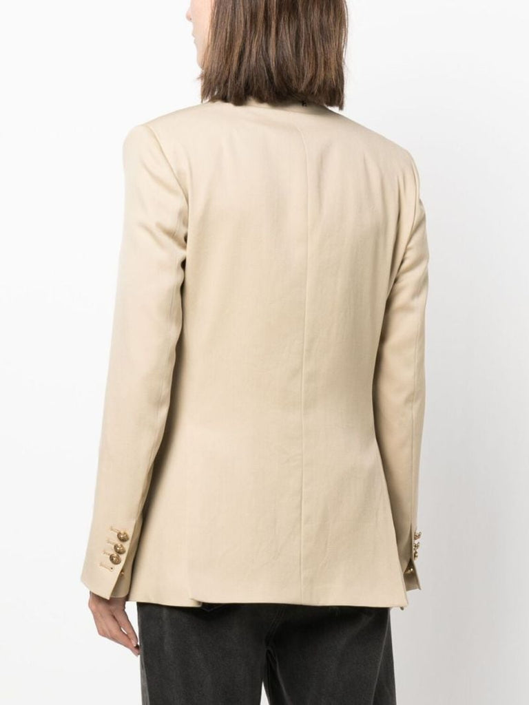 Neutral Double-breasted Virgin Wool Blazer