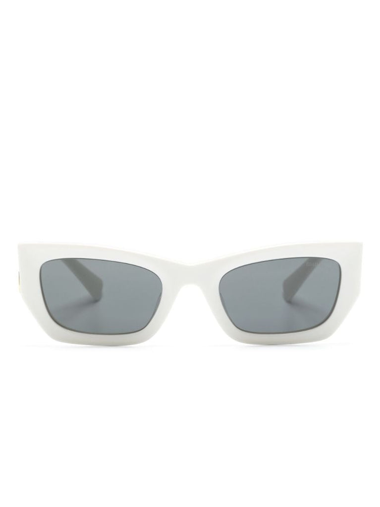 White Miu Glimpse Rectangular-frame Sunglasses