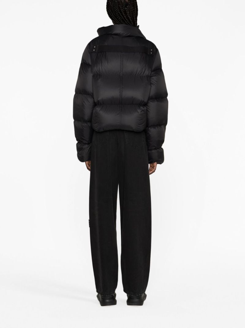 Black Funnel-neck Puffer Jacket