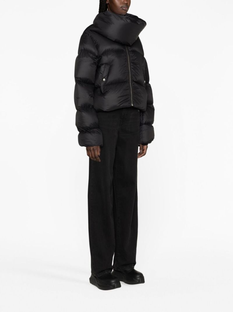 Black Funnel-neck Puffer Jacket