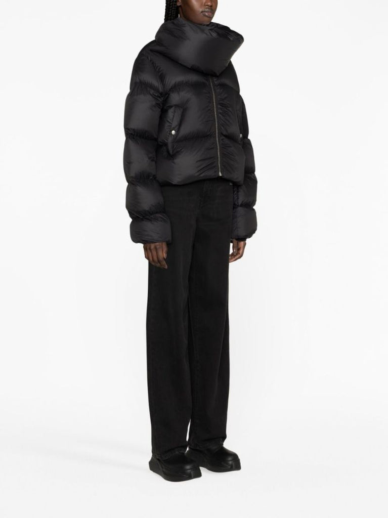 Black Funnel-neck Puffer Jacket
