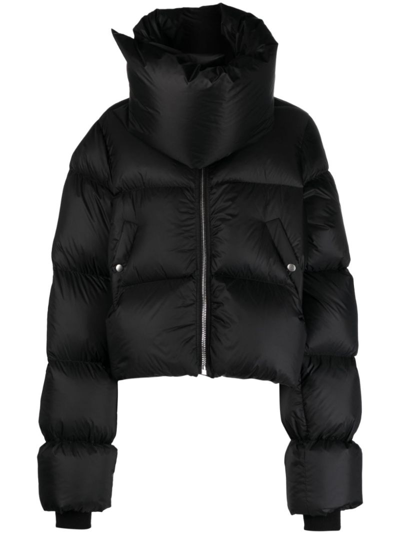 Black Funnel-neck Puffer Jacket